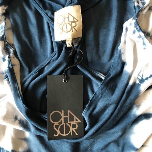 Chaser NWT Tie Dye Blue And White Cowl Neck Tank Dress Medium - Picture 5 of 8